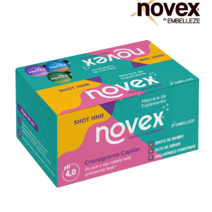Novex Shot Cronograma Capilar 3 Mascaras ARGAN+BAMBU+AC. HIALURONICO
