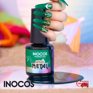 VERNIZ GEL INOCOS FESTIVAL VERÃO VERDE METAL, 15ML