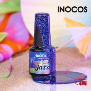VERNIZ GEL INOCOS FESTIVAL VERÃO AZUL GLITTER JAZZ, 15ML
